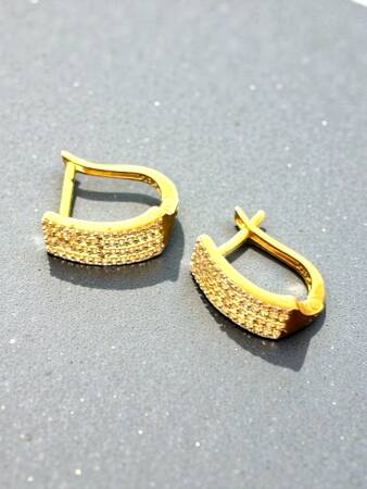 Taşlı Altın Küpe - 9