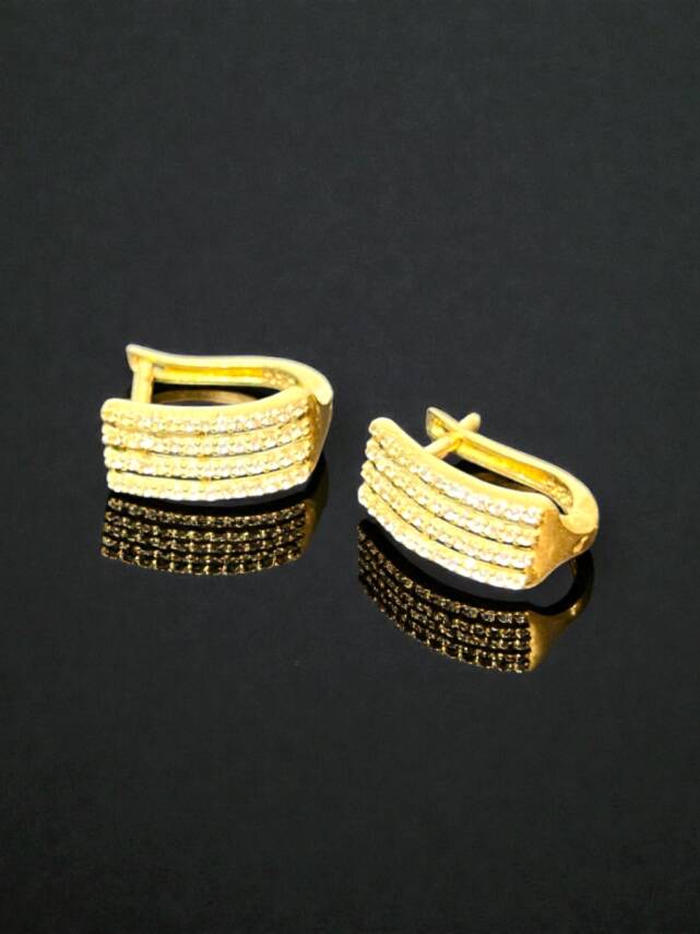 Taşlı Altın Küpe - 5