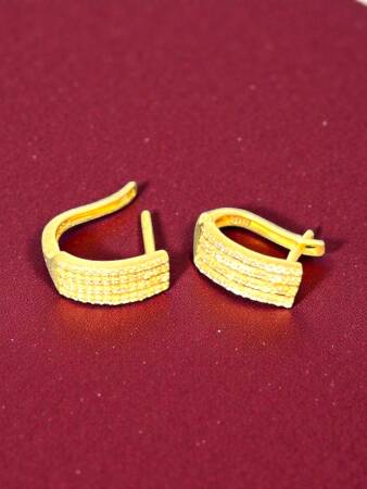 Taşlı Altın Küpe - 4