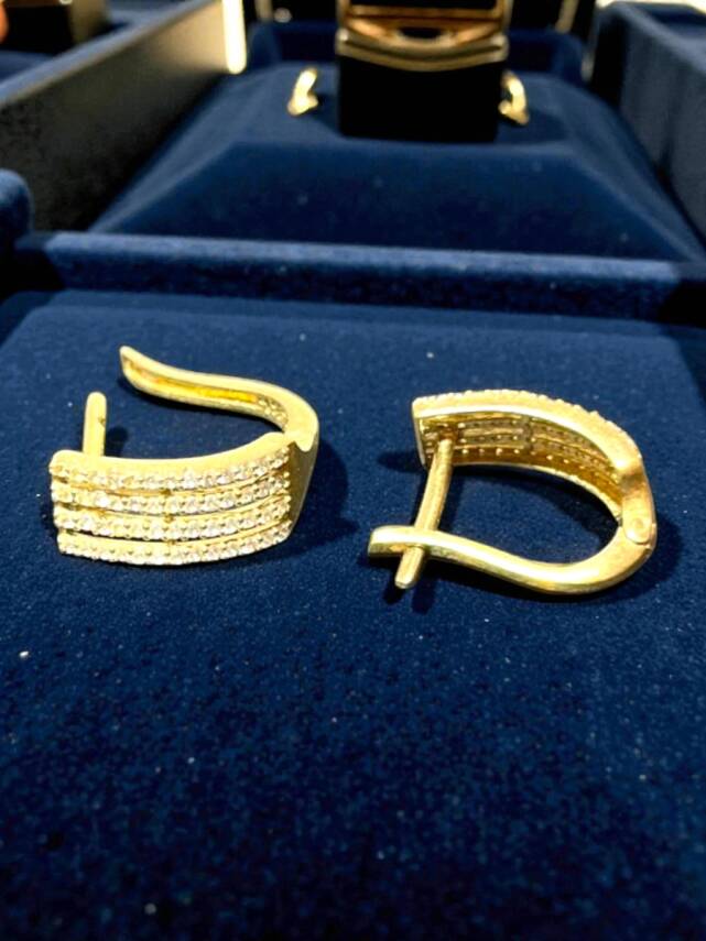 Taşlı Altın Küpe - 2