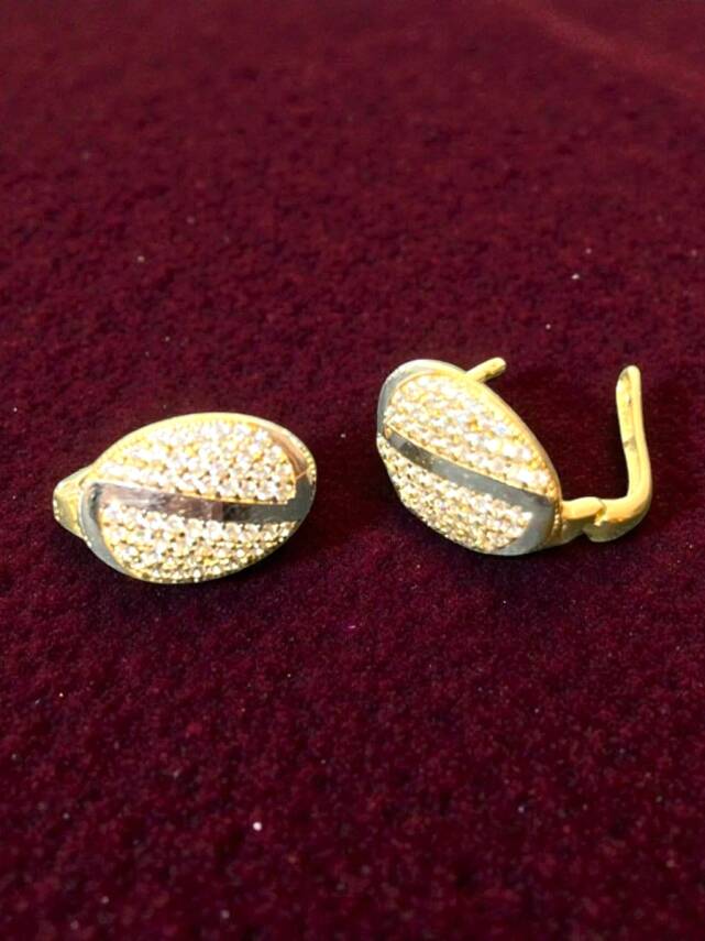 Taşlı Altın Küpe - 7