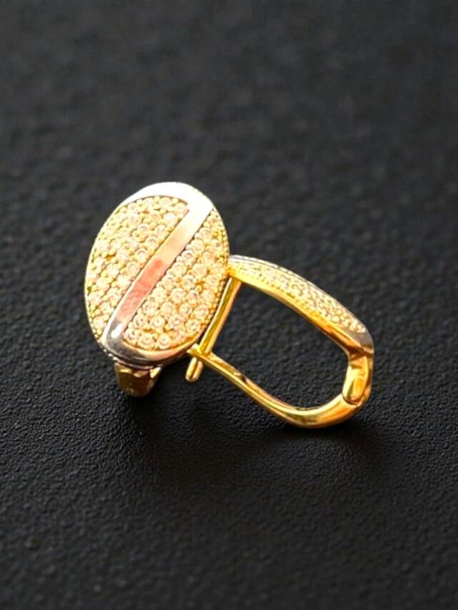 Taşlı Altın Küpe - 1