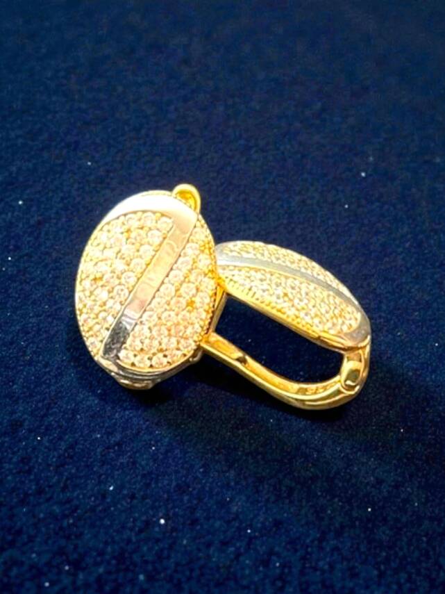 Taşlı Altın Küpe - 6