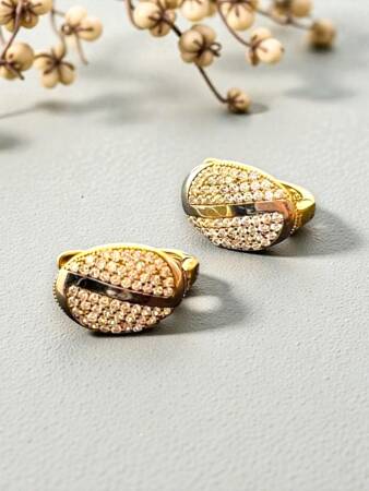 Taşlı Altın Küpe - 4