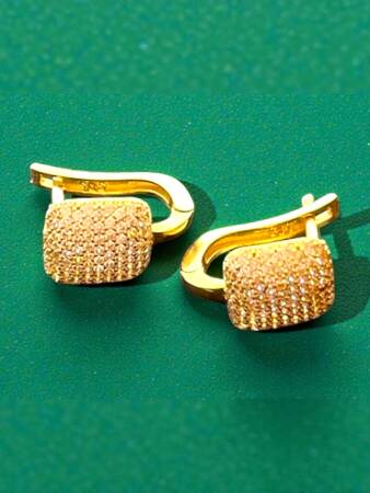 Taşlı Altın Küpe - 4