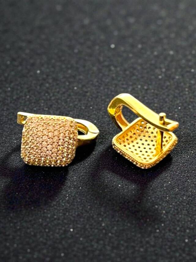 Taşlı Altın Küpe - 2