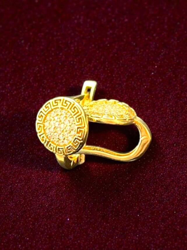 Taşlı Altın Küpe - 4