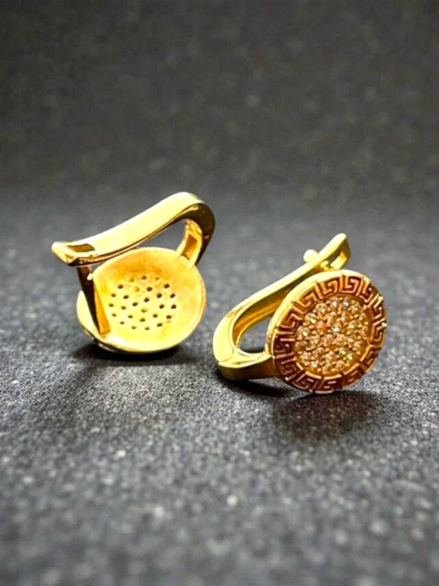 Taşlı Altın Küpe - 6