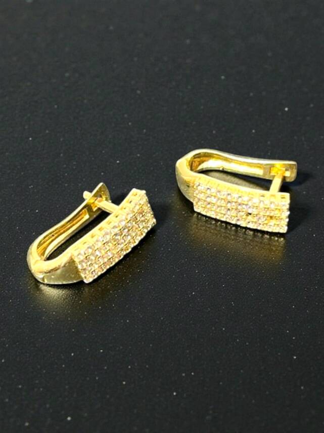 Taşlı Altın Küpe - 6