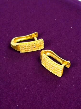 Taşlı Altın Küpe - 7