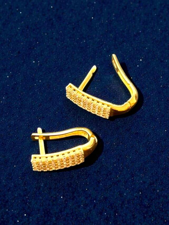 Taşlı Altın Küpe - 4