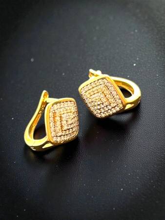 Taşlı Altın Küpe - 2