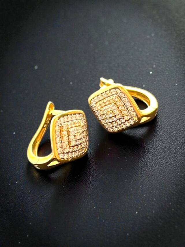 Taşlı Altın Küpe - 2