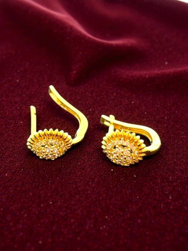 Taşlı Altın Küpe - 4