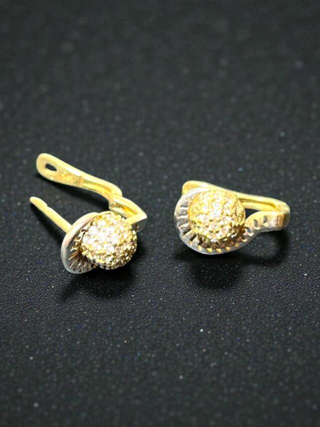 Taşlı Altın Küpe - 2