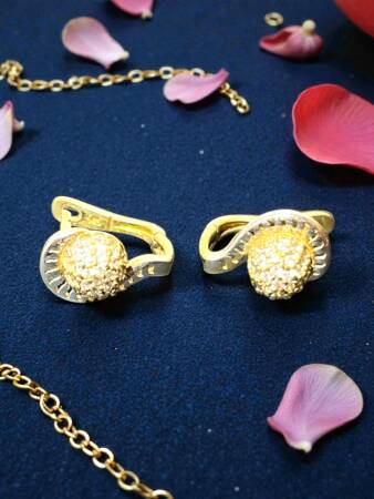 Taşlı Altın Küpe - 4