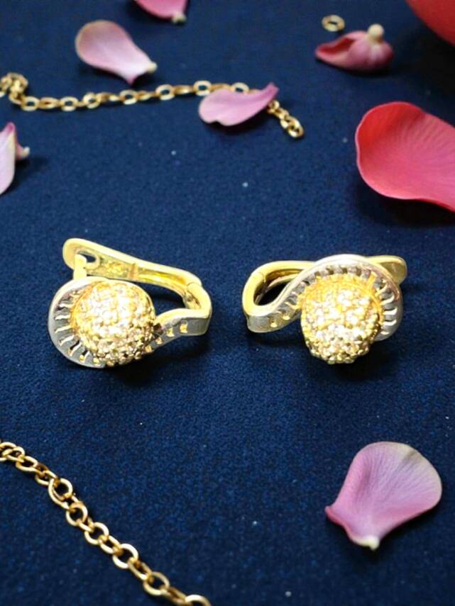 Taşlı Altın Küpe - 4