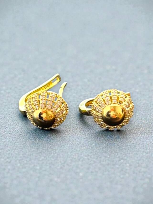 Taşlı Altın Küpe - 5