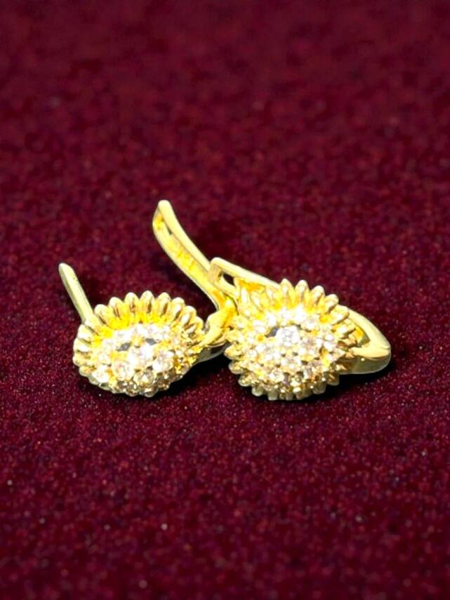 Taşlı Altın Küpe - 8