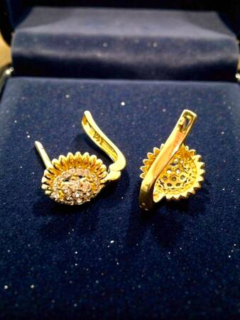 Taşlı Altın Küpe - 7