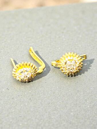 Taşlı Altın Küpe - 10