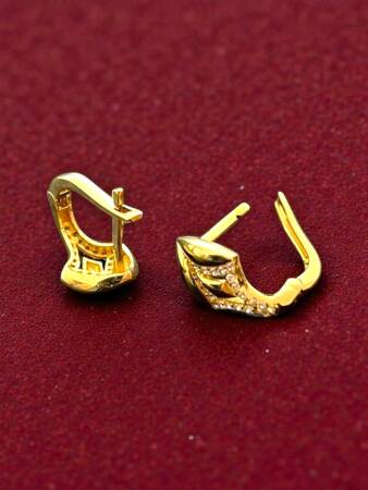 Taşlı Altın Küpe - 5