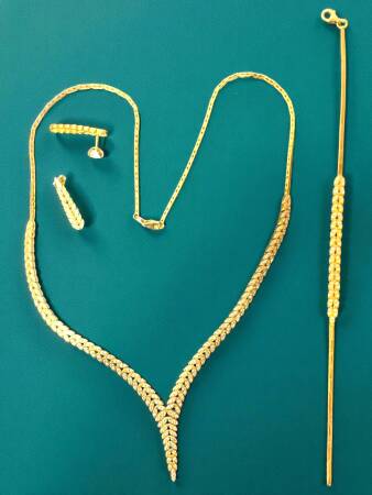 Başak Model Taşlı Altın Takı Seti - 2