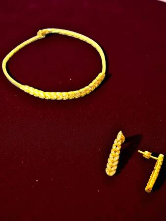 Başak Model Taşlı Altın Takı Seti - 5