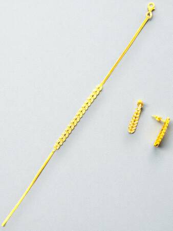 Başak Model Taşlı Altın Takı Seti - 3