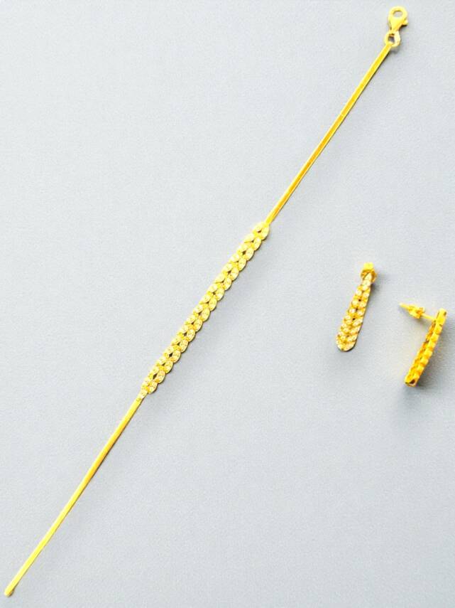 Başak Model Taşlı Altın Takı Seti - 3