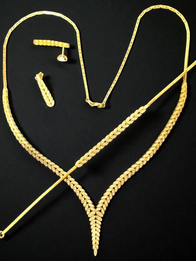 Başak Model Taşlı Altın Takı Seti - 4