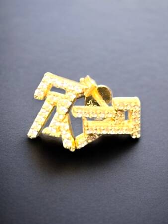 Taşlı Altın Top Küpe - 