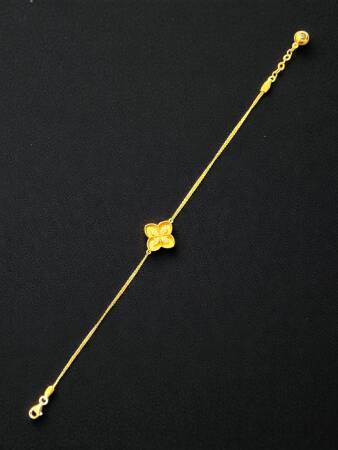 Taşlı Altın Yonca Bileklik - 8