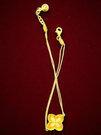 Taşlı Altın Yonca Bileklik - 3