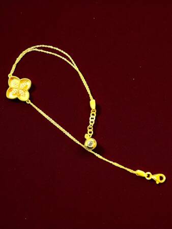 Taşlı Altın Yonca Bileklik - 7