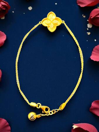 Taşlı Altın Yonca Bileklik - 2