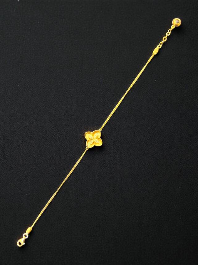 Taşlı Altın Yonca Bileklik - 6