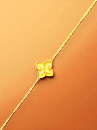 Taşlı Altın Yonca Bileklik - 3