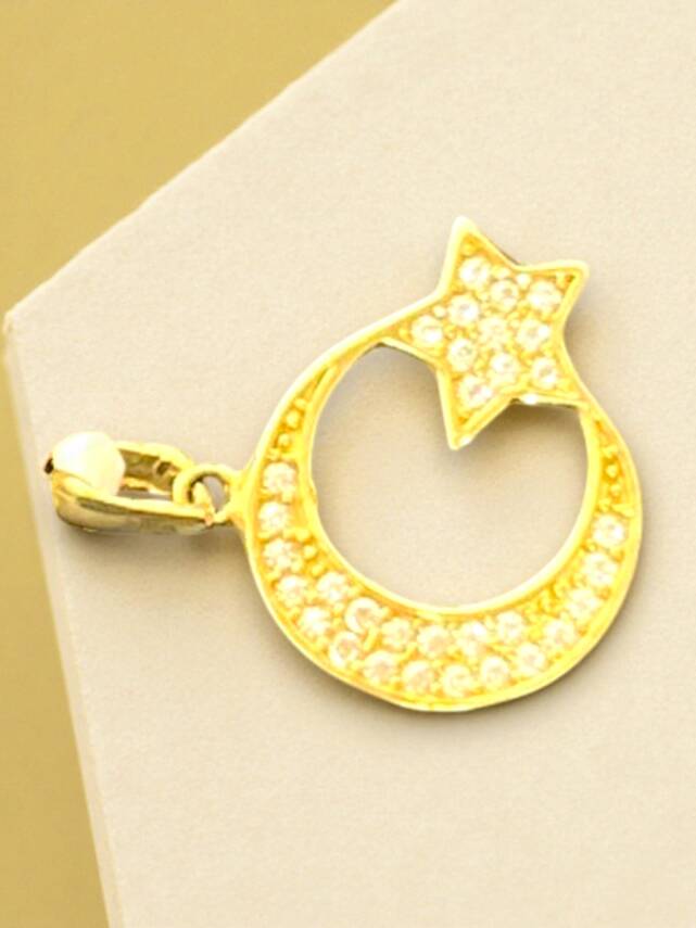 Taşlı Ay Yıldız Altın Uç - 3