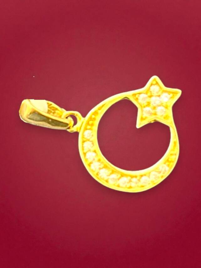 Taşlı Ay Yıldız Altın Uç - 6