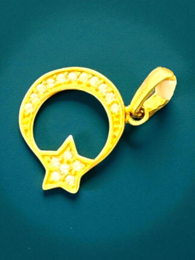 Taşlı Ay Yıldız Altın Uç - 9