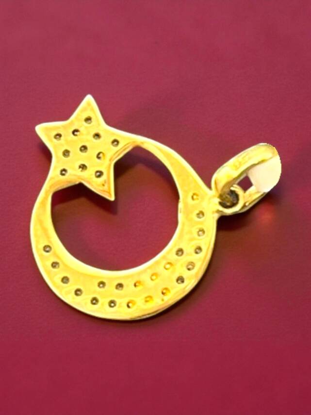 Taşlı Ay Yıldız Altın Uç - 3