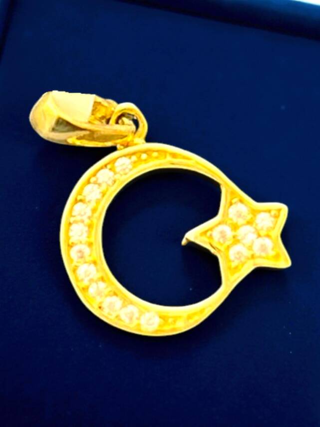 Taşlı Ay Yıldız Altın Uç - 1