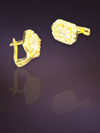 Taşlı Baget Model Altın Çocuk Küpe - 9