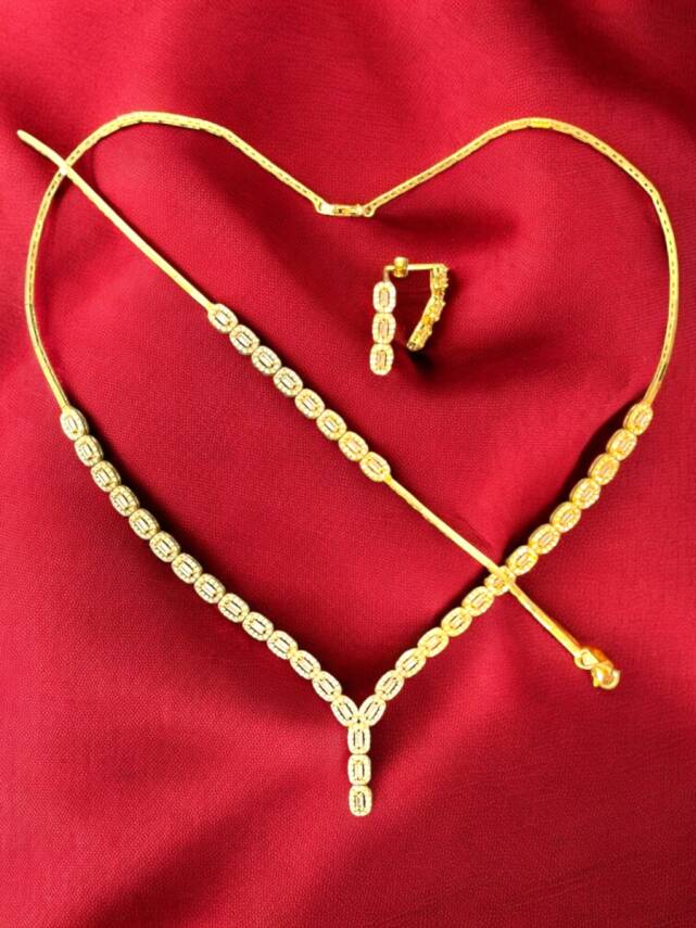 Taşlı Baget Model Altın Takı Seti - 5