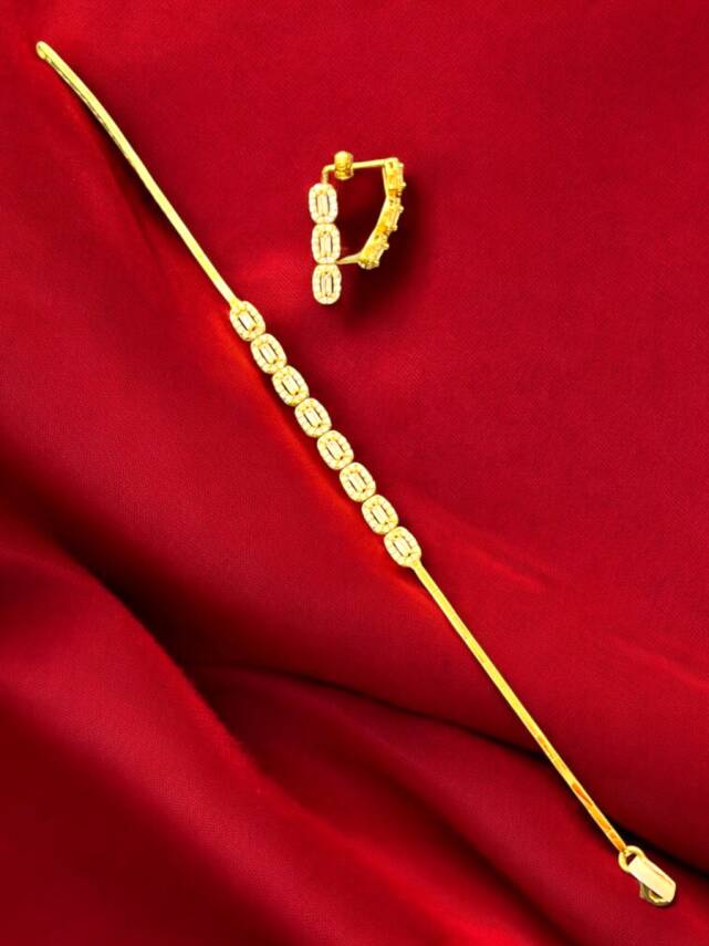 Taşlı Baget Model Altın Takı Seti - 3