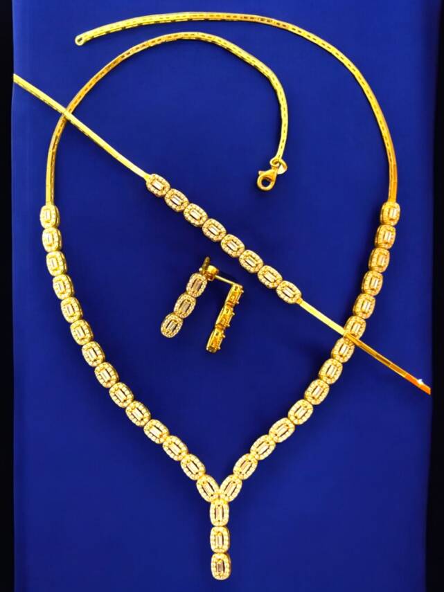 Taşlı Baget Model Altın Takı Seti - 1