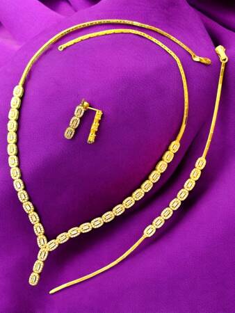 Taşlı Baget Model Altın Takı Seti - 4