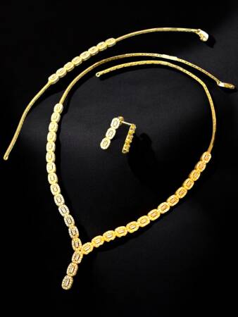 Taşlı Baget Model Altın Takı Seti - 7