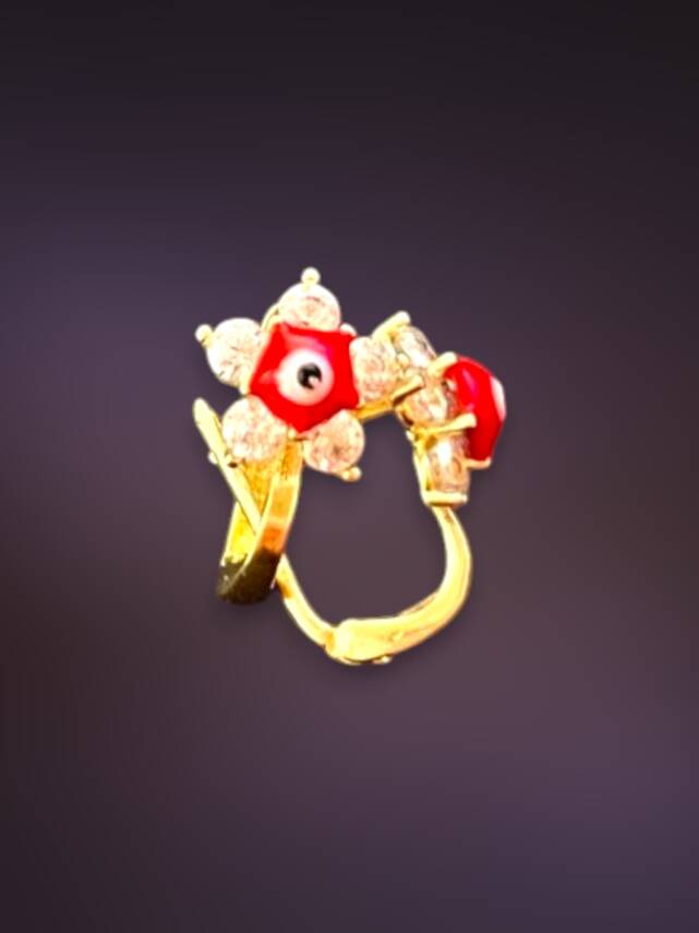 Taşlı Çiçek Model Altın Çocuk Küpe - 2